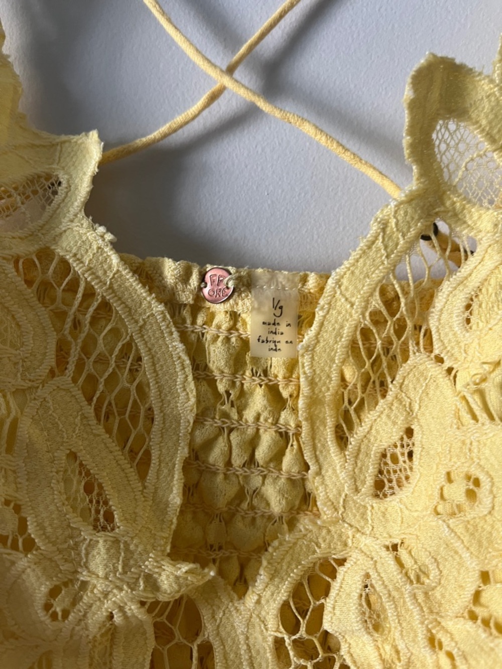 Free People Yellow Adella Lace Cropped Bralette Casual Feminine Vacation Top - Picture 3 of 5